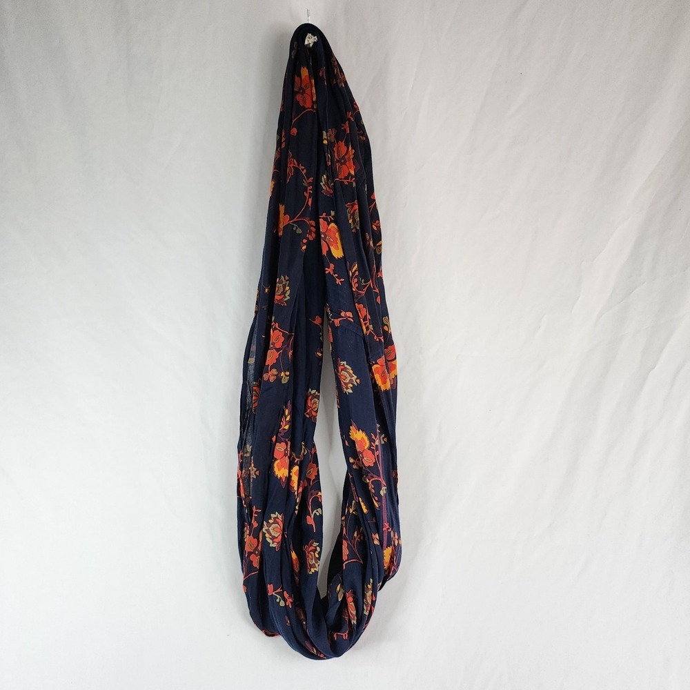 Ann Taylor Loft Women's Infinity Scarf-Navy Blue/Coral geometric Floral-Soft